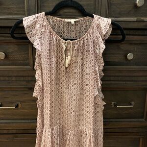 Madewell Pink Patterned Ruffle blouse